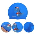 thumbnail image 3 of Unique Bargains 1 Pc Silicone Cartoon Dinosaur Swim Cap Dark Blue, 3 of 6
