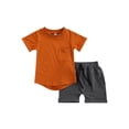 thumbnail image 2 of Kmbangi Little Boys Outfit Short Sleeve Top Printing/Solid Color Shorts, 2 of 9