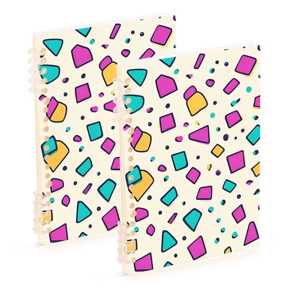 FORMRS 1-Subject Spiral Notebook 8" x 5" College Ruled 60 Refillable Sheet, 2 Pack, Beige Retro Pattern