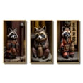 thumbnail image 2 of Designart "Happy Tanuki in Terracotta Tone I" Animals Raccoon Framed Wall Art Set Of 3 - Brown Raccoon Frame Gallery Set For Office Decor, 2 of 6