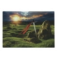 thumbnail image 1 of King Cutting Board, Arthur Camelot Myth in England Ireland Fields Invincible Myth Image, Decorative Tempered Glass Cutting and Serving Board, Large Size, Green Blue and Red, by Ambesonne, 1 of 1