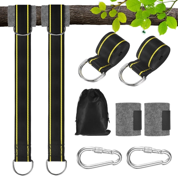 Kit de correas para columpios de árbol Uxcell, cuerda de columpio pesada de poliéster de 8.2FT soporta 2200LBs con ganchos de resorte de bloqueo y hebilla giratoria