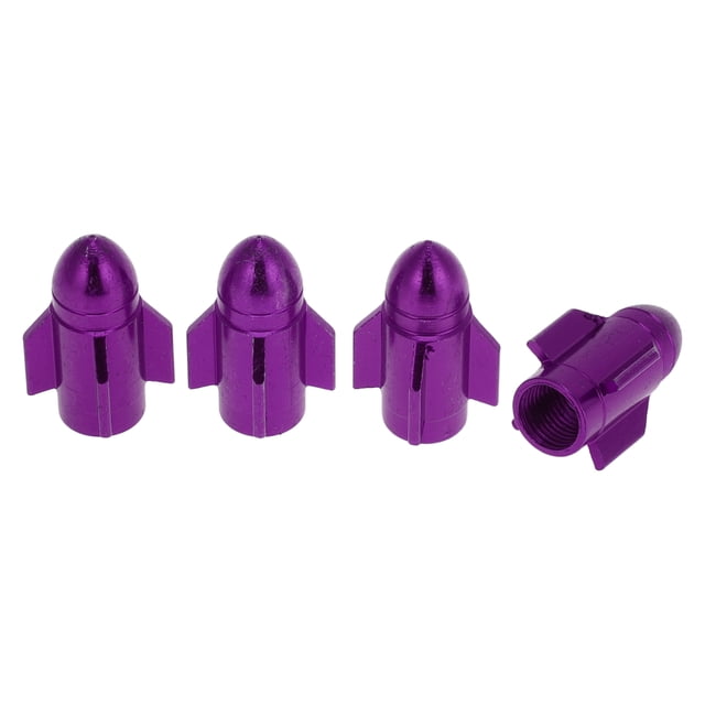 4 Pcs Tapas Decorativas de Válvula de Neumático Estilo Cohete 7x25.4mm Aleación de Aluminio Púrpura
