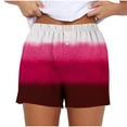 thumbnail image 1 of WRKEKC Shorts d'Été pour Femmes Imprimé Extensible Dégradé Bouton Rayé Shorts avec Style Mode pour Femmes, 1 of 5