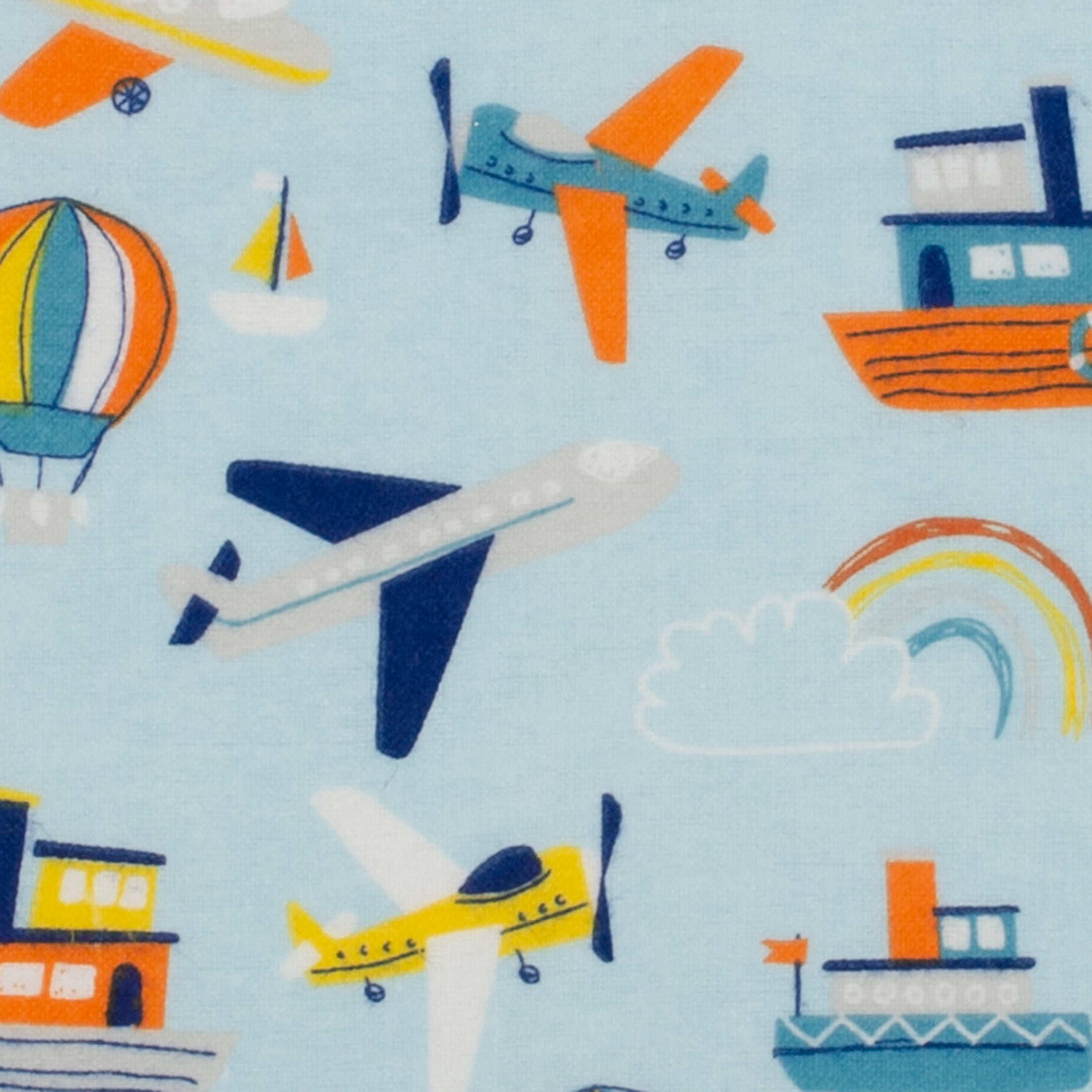 Little Feet Boutique 18" x 21" Adventure Flannel Precut Sewing & Craft Fabric , Blue 5 Pieces
