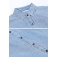thumbnail image 3 of sicmoss Women's Blue Cotton Oversized Distressed Denim Button Down Jean Dress Flowy Mini with Pockets, 3 of 6