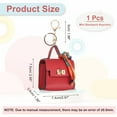 thumbnail image 2 of Mini Backpack Keychain, Cute Coin Purse Keychain PU Leather Backpack Purse Key Chain, Red, 2 of 7