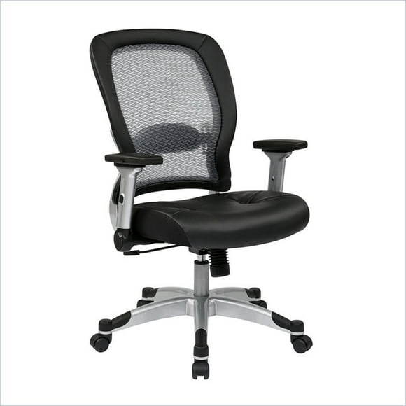 SPACE Seating Light AirGrid Back and Eco Leather Seat, 2-to-1 Synchro Tilt Control, 4-Way Adjustable Flip Arms and Platinum Coated Nylon Base Managers Chair
