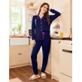 thumbnail image 3 of Ekouaer Pajamas Set Long Sleeve Sleepwear Womens Button Down Nightwear Soft Pj Loungewear with Pockets, 3 of 7
