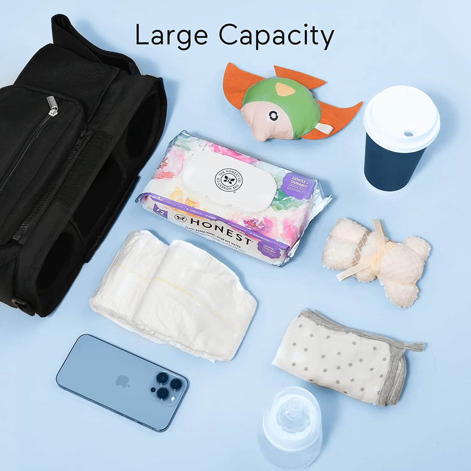 Universal Stroller Organizer with 2 Insulated Cup Holders, Stroller Accessories, for Carrying Diaper, iPhone, Toys & Snacks, Fits Britax, Uppababy, Baby Jogger, and BOB Stroller