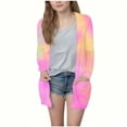 thumbnail image 3 of MKOSPLRT 5-14Y Long Cardigans for Girl Tie Dye Fall Cardigan Sweaters Open Front Long Sleeve Lightweight Cardigan Jacket with Pocket, 3 of 7
