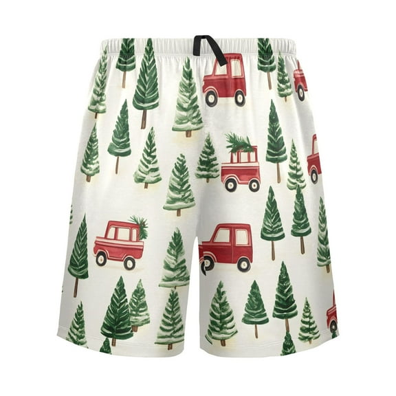 joogoo Mens Swim Trunks Christmas Tree Trucks Beach Shorts Drawstring Elastic Waist Swimwear Bathing Suits L