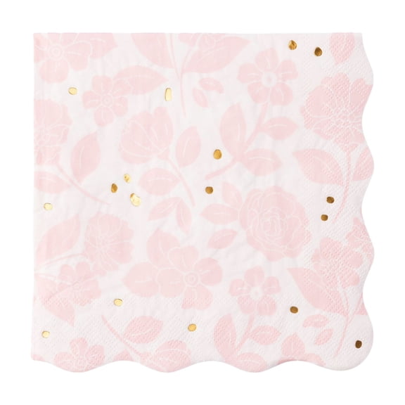 Bonjour Fête Pink Floral Large Paper Napkins, Disposable Party Supplies, 20 Count, Lunch Size, Picnic, Birthday, Baby Shower
