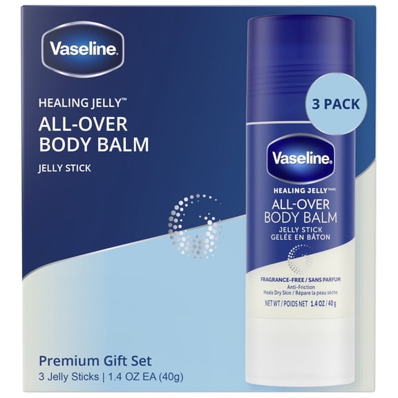 Vaseline All-Over Body Balm Stick 3-Pack – Non-Greasy Fragrance-Free Moisturizer, Travel-Size Lotion, Premium Packaging, 1.4 Oz Ea