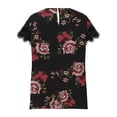 thumbnail image 6 of Summer Saving Wycnly Womens Shirts Sexy Lace Trim Lightweight Keyhole Pullover Tops Summer Short Sleeve Crewneck Ladies Flowers Print Tops and Blouses Black m, 6 of 6