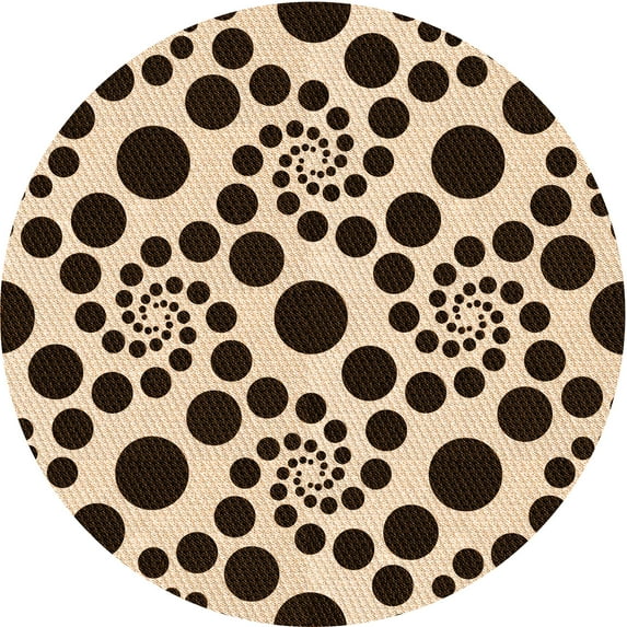Ahgly Company Indoor Round Patterned Deep Peach Orange Area Rugs, 8' Round