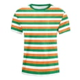 thumbnail image 4 of YMNXA Childrens Girls Boys T Shirt Short Sleeve Round Neck Stripe Print Festive Comfortable Tee Top For Casual Daily Wear,Green,2-3 Years, 4 of 4