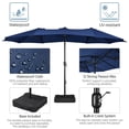 thumbnail image 5 of Topeakmart 15ft Patio Parasol Triple-size Canopy with Crank, Navy Blue, 5 of 9
