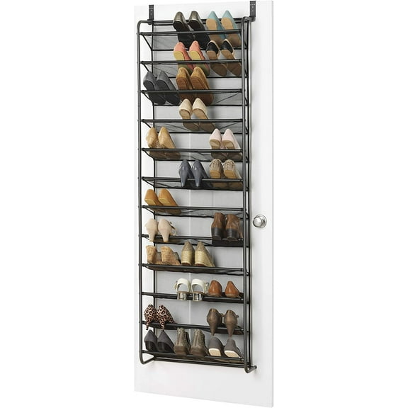 36 Pair Over-The-Door Rack-Gunmetal Gray Shoe Organizer