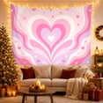 thumbnail image 3 of Pink Hearts on a Wavy Pastel Background, Romantic Retro Style for Teen Girls, Aesthetic Wall Decor, Valentine's Day Gift, Tapestry Wall Hanging for Bedroom and Dorm, 3 of 7