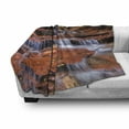 thumbnail image 3 of National Parks Soft Flannel Fleece Blanket, Wide Angle Shot of the Waterfalls Stream West Canyon Falls in the Autumn Season, Cozy Plush for Indoor and Outdoor Use, 50" x 70", Brown, by Ambesonne, 3 of 6