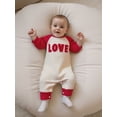 thumbnail image 5 of BemeyourBBs Newborn Valentines Day Outfit Baby Boys Girl Love Jumpsuit Long Sleeve Crewneck Striped Embroidery Romper Onepiece Clothes, 5 of 9