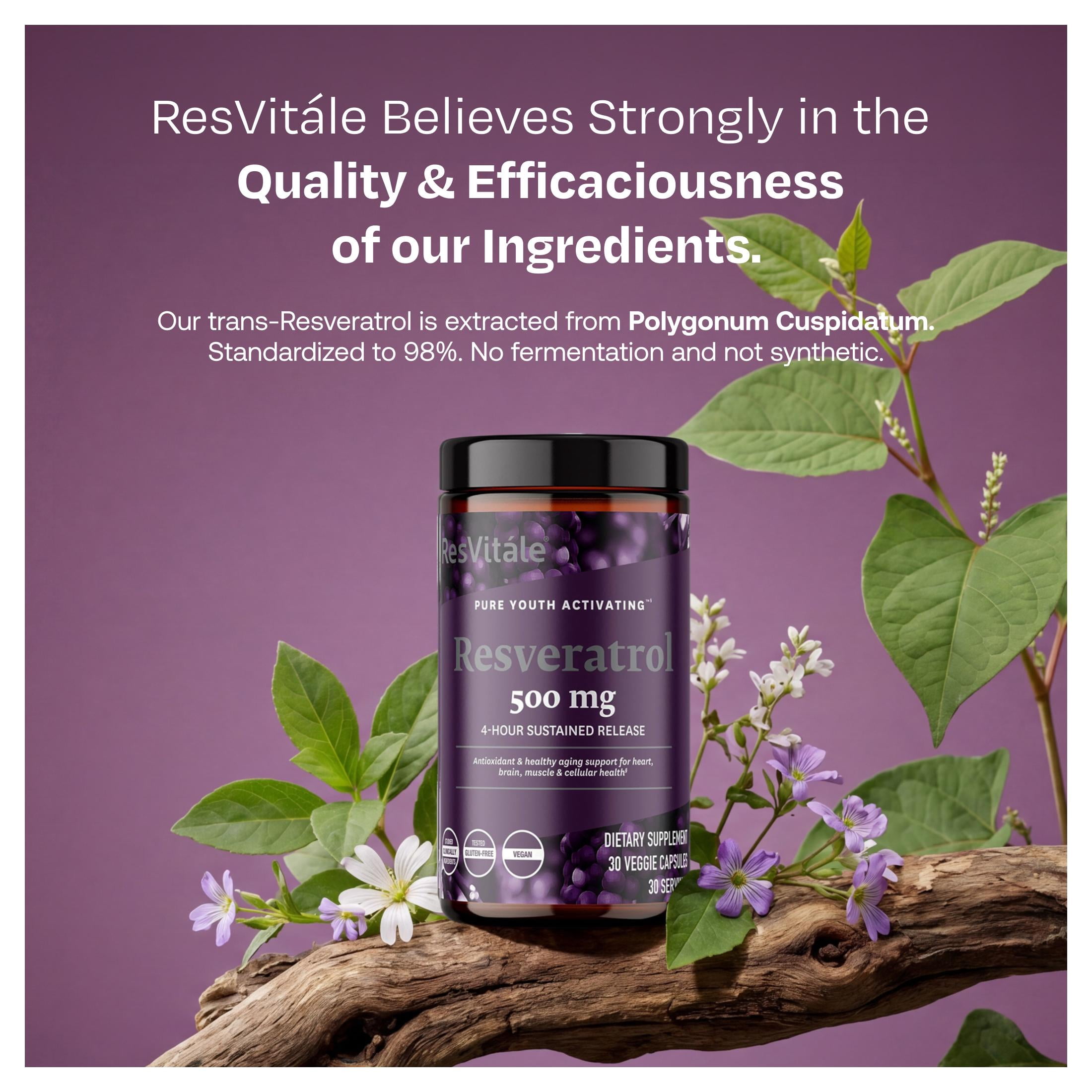ResVitále Resveratrol 500 mg - Resveratrol Supplement for Men and Women - 30 Veggie Capsules