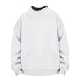 thumbnail image 4 of lnmuld Girls Solid Mock Neck Sweatshirt Long Sleeve Pullover with Front Pocket 14-16 Years,White, 4 of 8