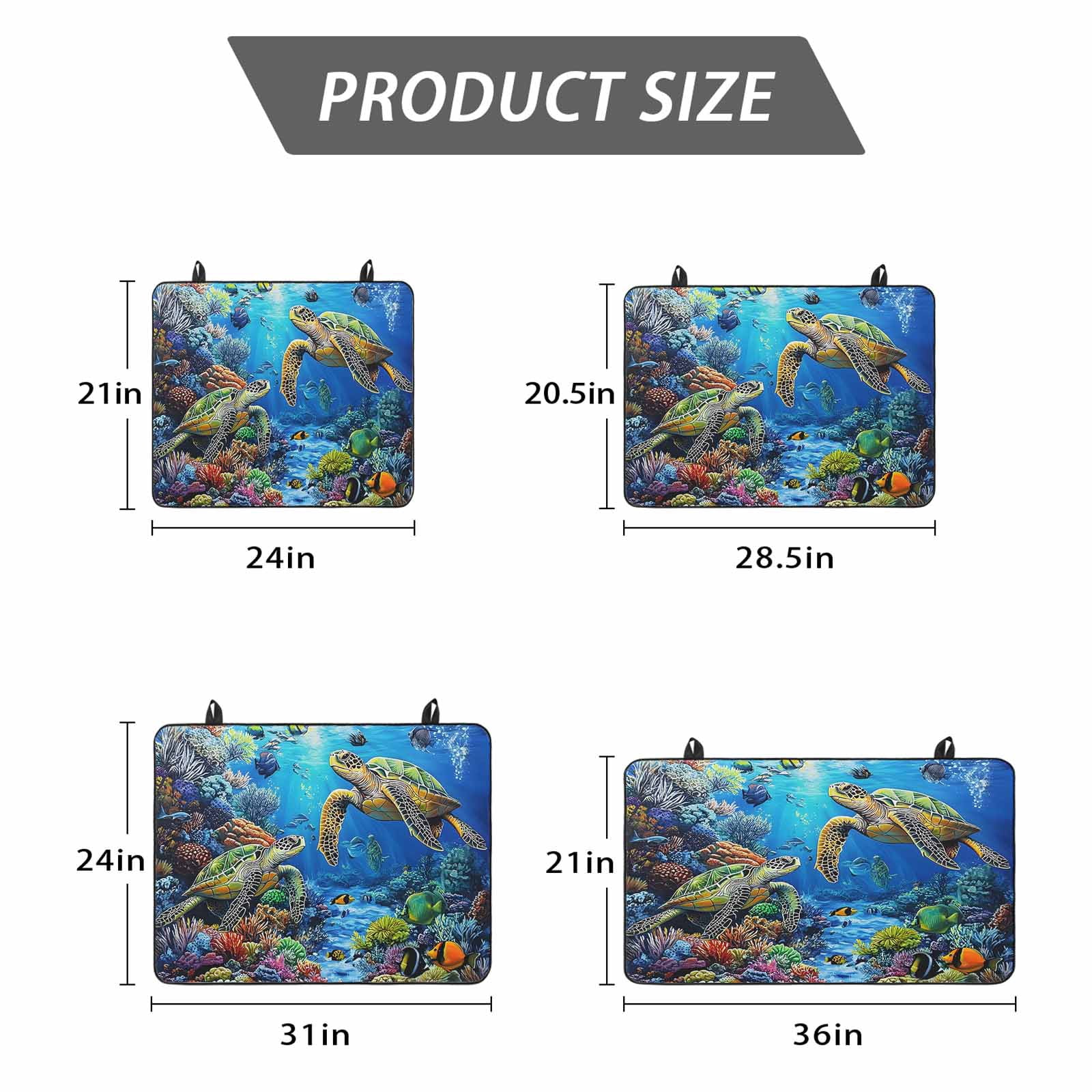 Blue Sea Turtle Ocean Stove Top Cover for Electric Stove, Heat-proof & Non Slip Glass Top Stove Cover Protector, Colorful Coral Sea Underwater Kitchen Flat Cooktop Rubber Mat 24x21 Inches