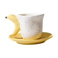 thumbnail image 4 of Juego de taza y platillo de porcelana, novedoso, taza de capuchino suave, taza de té, café de cerámica Banana, 4 of 9