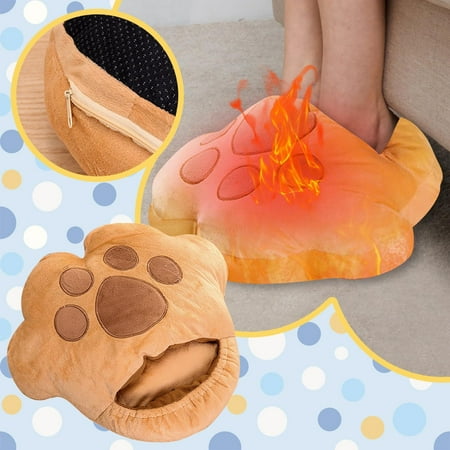 

Men Women Winter Plush Leopard Cat Elactric Interface USB Charger Slipper Shoes