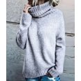 thumbnail image 5 of Women Oversized High Neck Pullover Sweater Cable Knit Long Sleeve Sweater Tops Gray M, 5 of 9