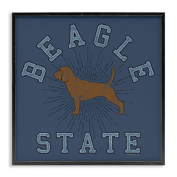 Stupell Industries Vintage Beagle State Novelty & Humor Painting Black Framed Art Print Wall Art, 12 x 12