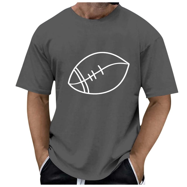 Men's T-Shirts Rugby Print Short Breathable Comfortable Grey Graphic Fall Tees size L