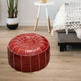 thumbnail image 3 of Unstuffed Footstool Pouf Cover 21inch Boho Embroider Craft Foot Rest Cover Round, 3 of 6
