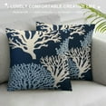 thumbnail image 3 of Nawypu  Ocean Theme Starfish Sea Horse Coral Anchor Home Decorative Throw Pillow Case Cushion Cover for Couch Sofa Bed (Ocean Theme - Navy Blue), 3 of 5
