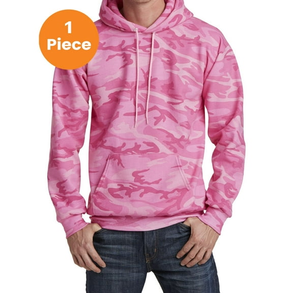 Port & Company PC78HC Core Fleece Camo Pullover Hooded Sweatshirt , Pink Camo, L, Mens Pullover Hoodies and Sweatshirts