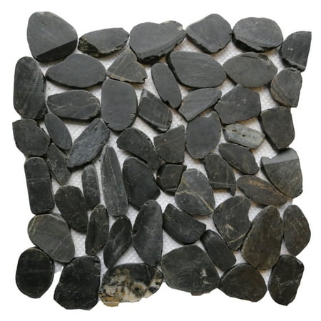 Raven12 in. x 12 in. Sliced Natural Pebble Stone Floor and Wall Tile (10 sq. ft. /