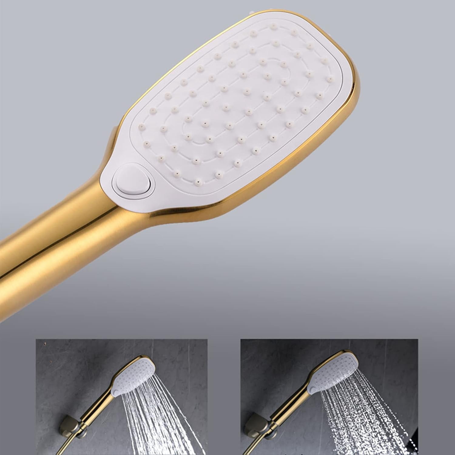 Wall Mounted Bathtub Faucet with Handheld Hand Shower, Brushed Gold Mixer Tap, Single Handle Shower Faucet with Tub Spout