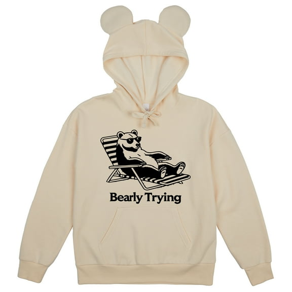 Bearly Trying Adult Tofu Long Sleeve Cosplay Hoodie With 3D Ears-Medium