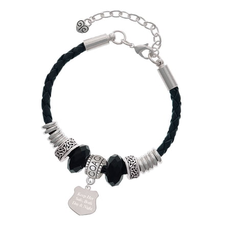 Delight Jewelry Stainless Steel Keep Her Safe Police Badge - Coach Celtic Knot Leather Bead Bracelet, 7"+2" Extender