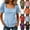 Blue, variant on CHGBMOK Womens Summer Peplum Tops Sqaure Neck Ruffle Sleeve Blouses Fit Flowy Shirts Solid Casual Tees