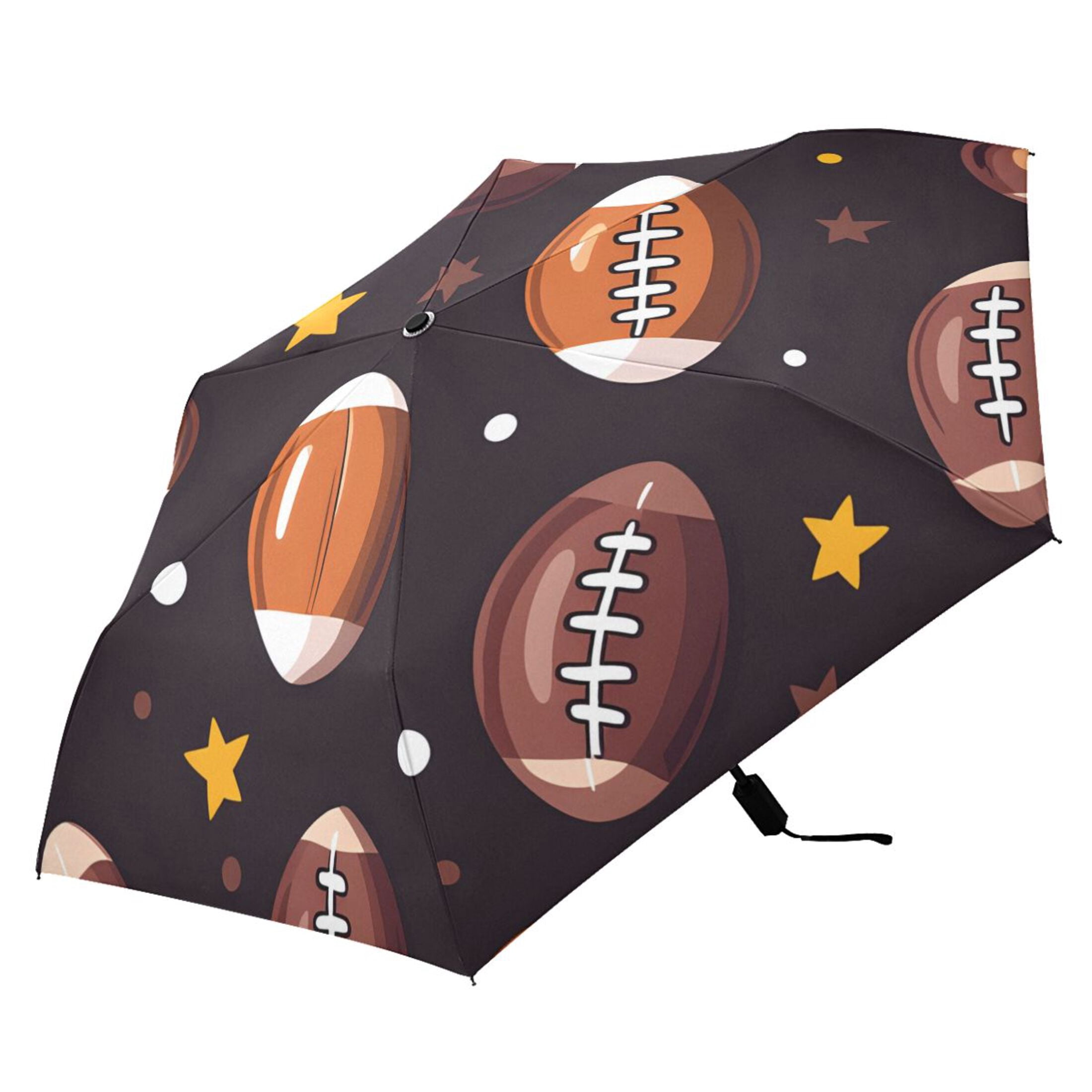 ALAZA Rugby Football Stars UPF 50+ Compact Folding Umbrella for Rain Travel Umbrella Packable