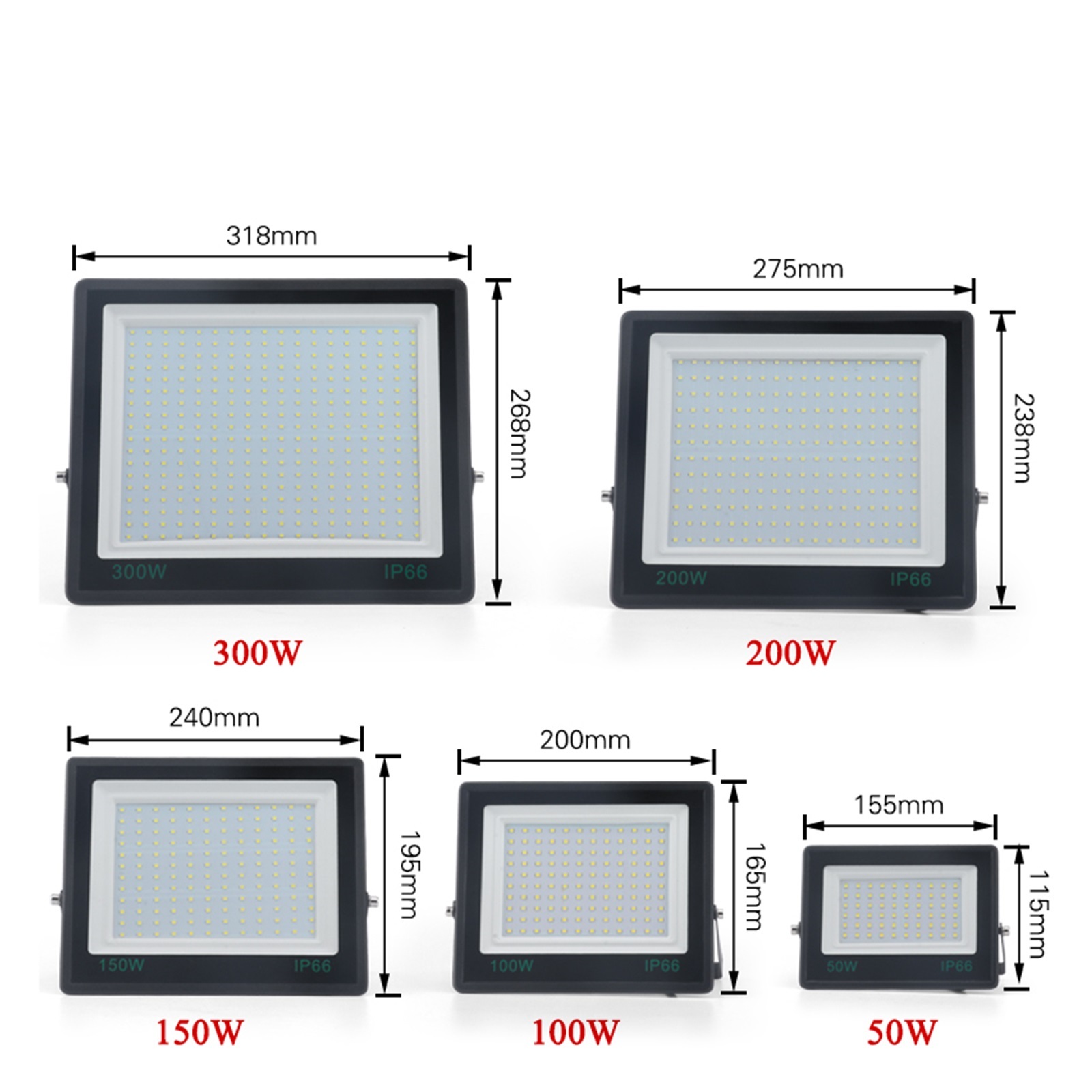 300W LED Floodlight Outdoor Lighting IP67 Tempered S Flood Light Garden Projector Light 200W 150W 100W ,Easy to Install