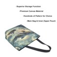 thumbnail image 3 of FORMRS Womens Canvas Tote Bag with Zipper Inner Pocket Shoulder Handbag, Beige Floating Whale, 3 of 7