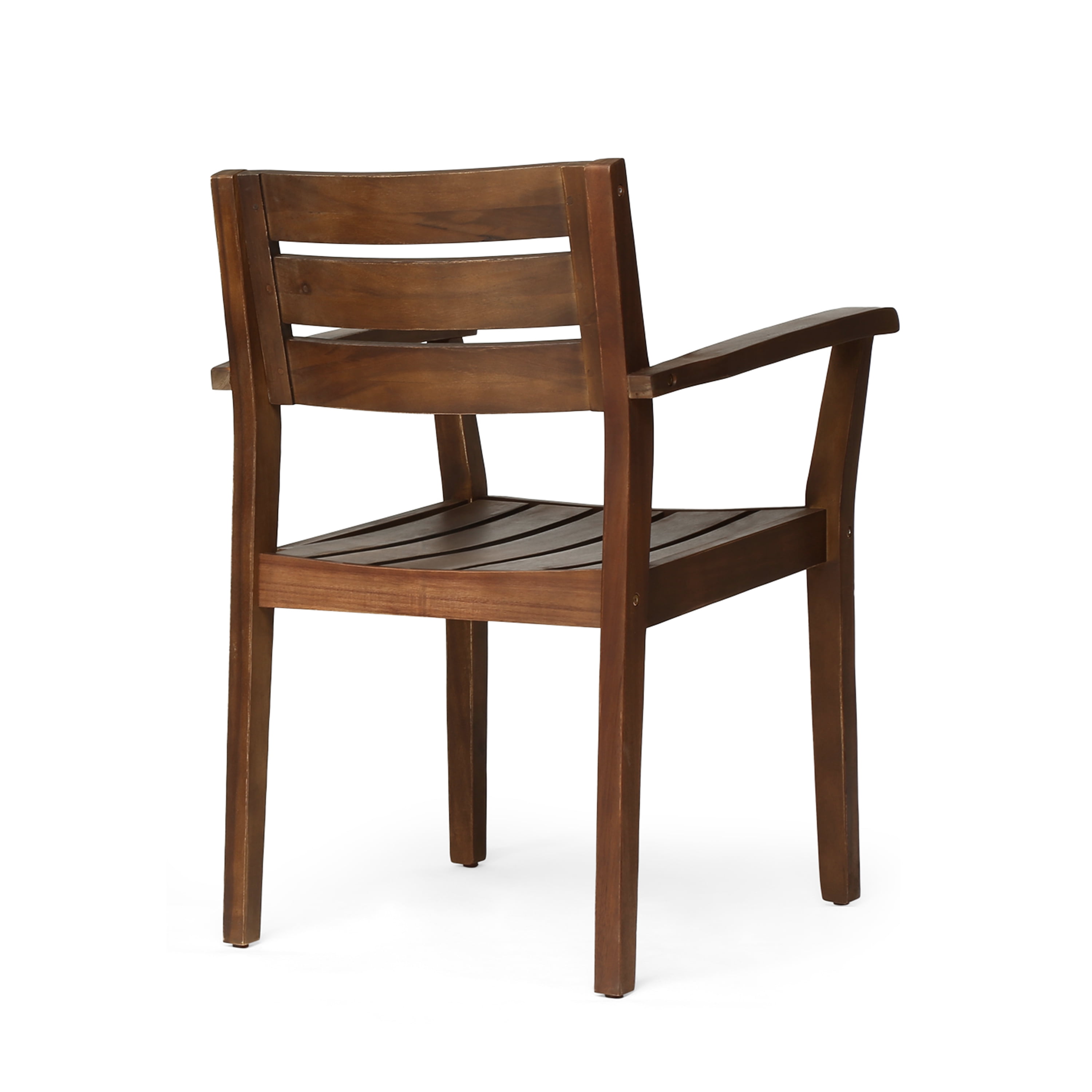 Outdoor Dining Chairs Set of 2 – Solid Acacia Wood Patio Armchairs with Slatted Seat & Back, Weather-Resistant for Backyard, Garden or Poolside