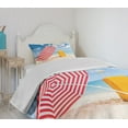 thumbnail image 4 of Ambesonne Yellow and Blue Quilted Bedspread Set 2 Pcs, Windy Shore, Twin Size, Multicolor, 4 of 6