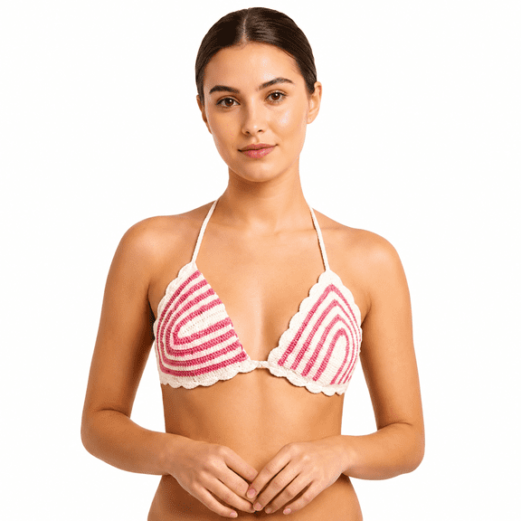 Handmade Crochet Bikini Set for Women, Knitted Two Piece Beach Swimwear, Vacation Resort and Poolside Outfit