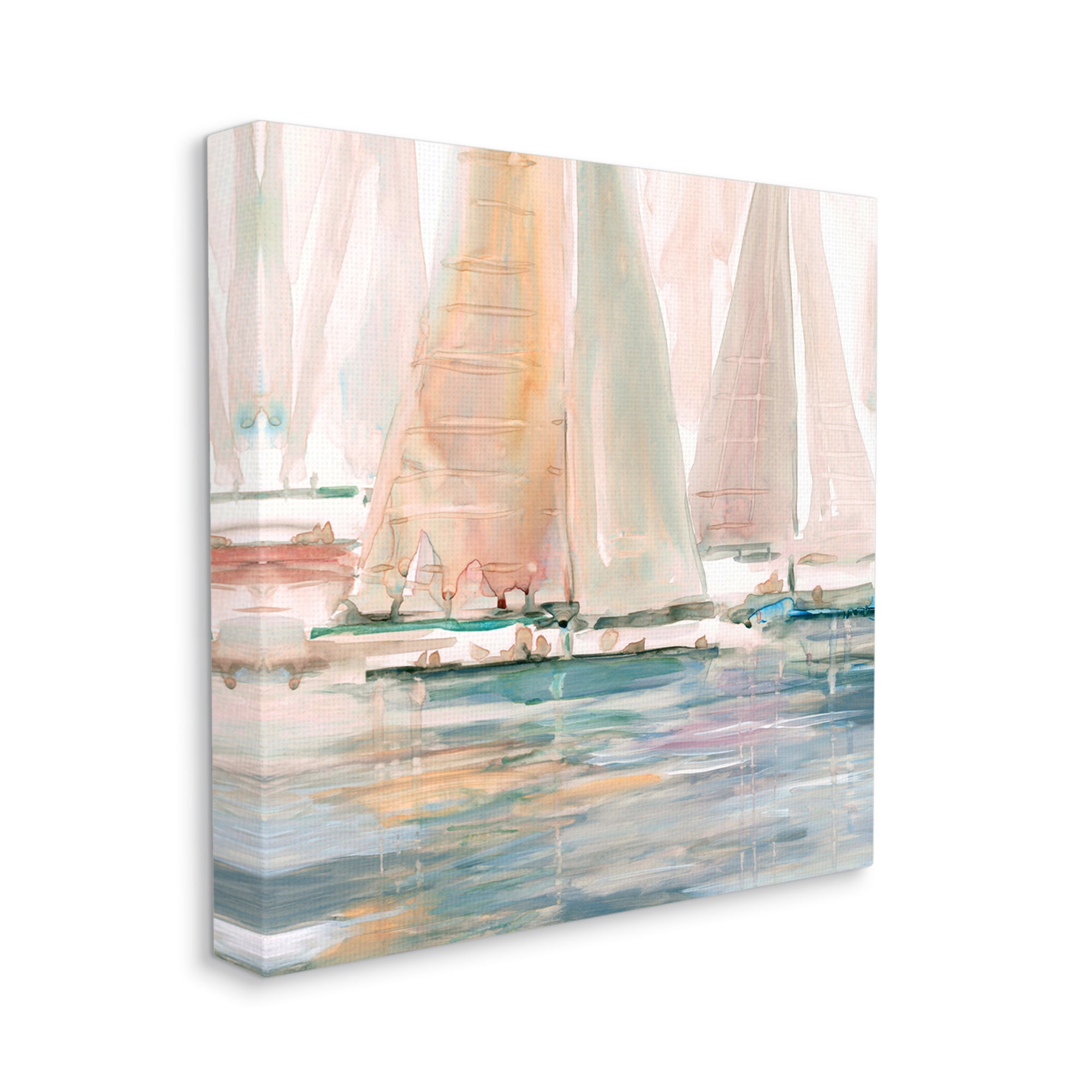 Stupell Industries Warm Sunlit Sailboats Reflection Ocean Water Surface Painting Gallery Wrapped Canvas Print Wall Art, Design by Carol Robinson