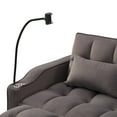 thumbnail image 5 of Modern Velvet 3-in-1 Convertible Sofa Bed with USB and Cell Phone Holder, Full Size Futon Sofa Bed with Cup Holder, Small Double Sofa with Adjustable Backrest, 2 Pillows, Pocket, Charcoal Grey, 5 of 9